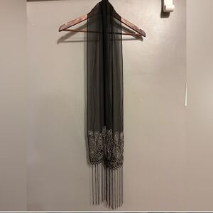 Elegant Black Embroidered Scarf